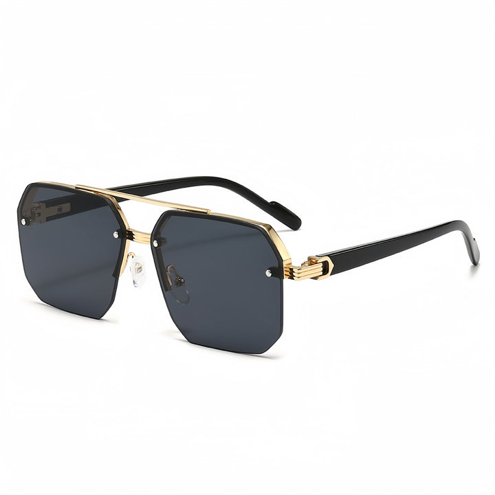 Oversized Geometric Metal Rimless Sunglasses Bowlift