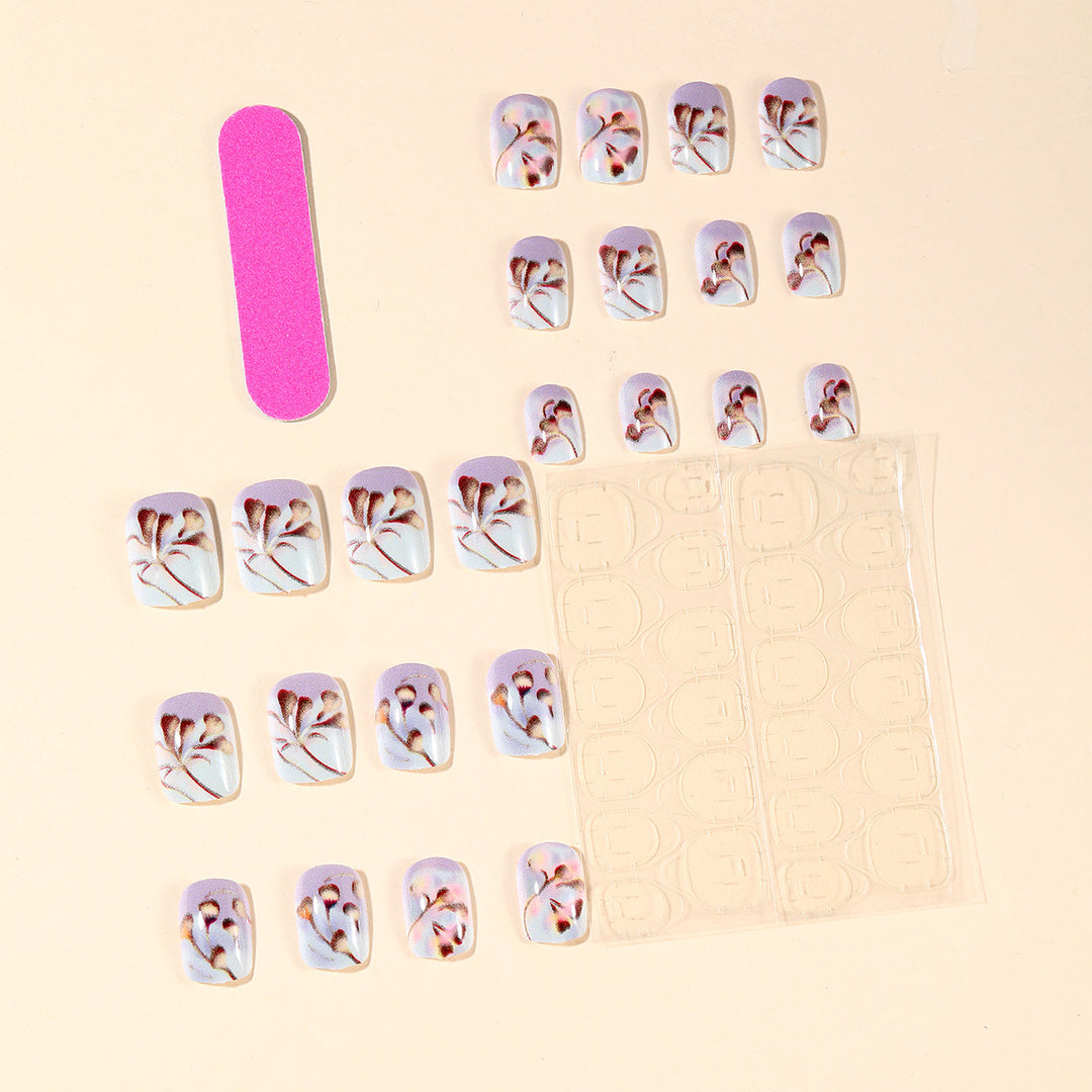 Elegant Floral Gel Nail Art Extensions Bowlift