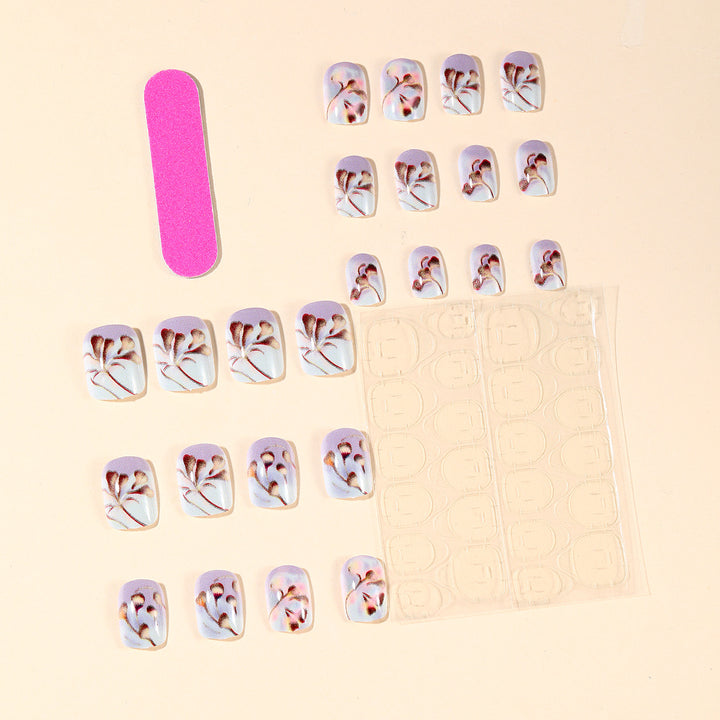 Elegant Floral Gel Nail Art Extensions Bowlift