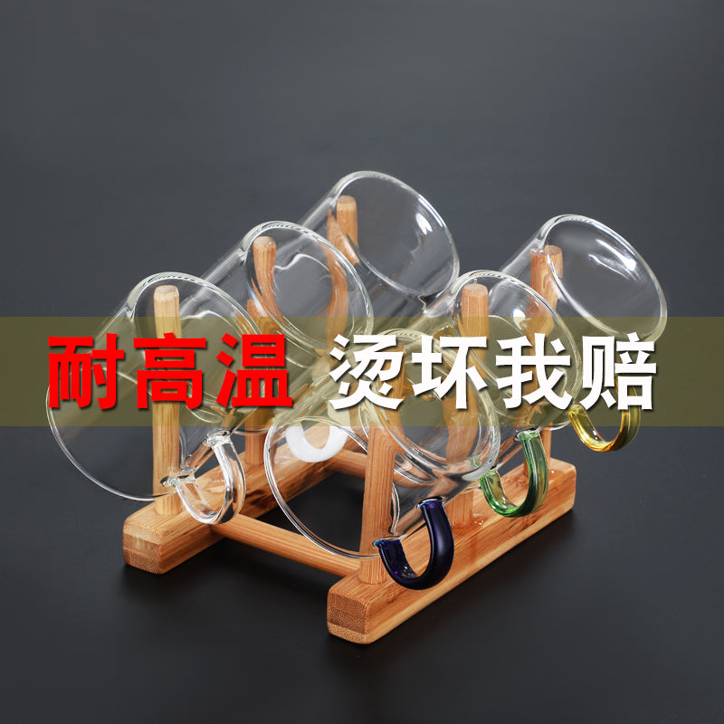 Insulated Double-Walled Glass Teacup Set with Accent Handles Bowlift