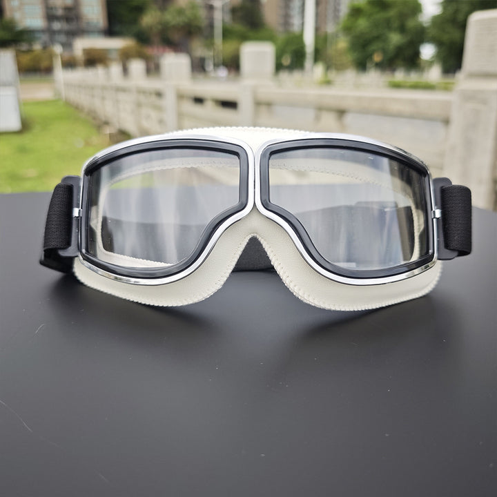 Retro aviator motorcycle goggles with anti-fog UV protection and padded frame Bowlift