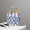 Stylish, Braided Handbag with Unique Checkered Pattern Bowlift