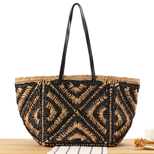 Large Beach Bag Made of Woven Bast Bowlift