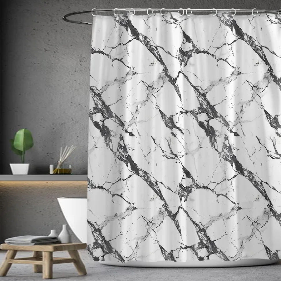 Marble Pattern Waterproof Shower Curtain Bowlift