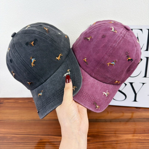 Unisex Embroidered Dog-Themed Baseball Cap Bowlift