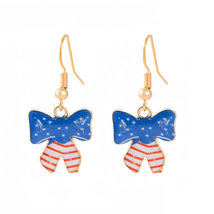 Women's nan patriotic horseshoe enamel dangle earrings with star-accented design and fishhook findings Bowlift