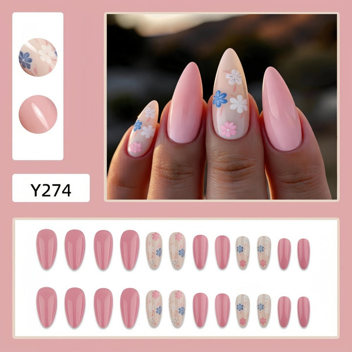 Artificial Nails in Elegant Flower Design Bowlift