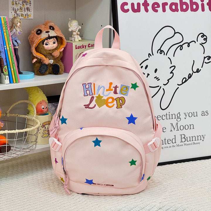 Fun Embroidered Star Patterned Backpack
