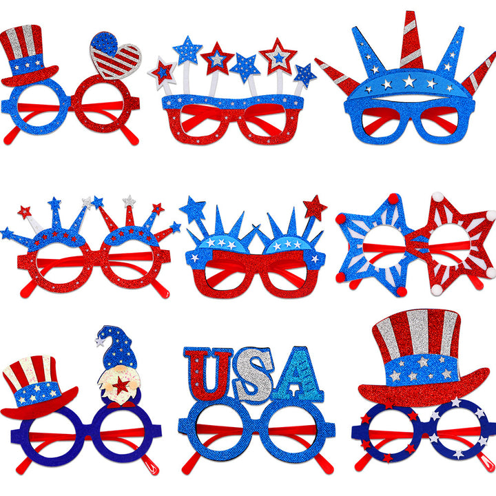 Unisex glitter glasses with USA lettering and round frame party glasses Bowlift