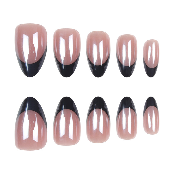 Artistic Stiletto Press-On Nail Set with Chic Black French Tips Bowlift