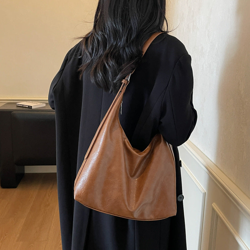Soft Leather Slouchy Shoulder Bag Bowlift