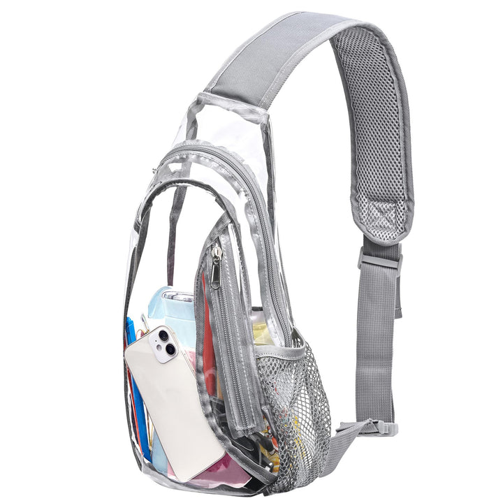Unisex transparent sling backpack with multiple compartments Bowlift