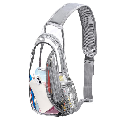 Unisex transparent sling backpack with multiple compartments Bowlift