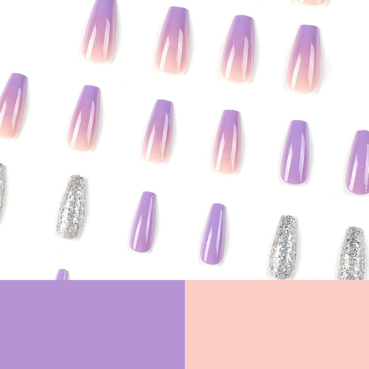 Artistic Nail Extensions with Glitter Design Bowlift