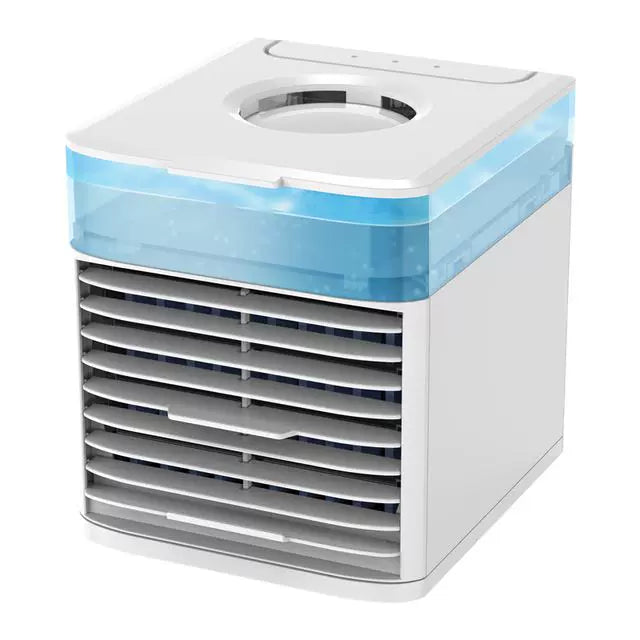 Unisex one-size compact desktop evaporative air cooler with removable top filling container and adjustable directional louvers Bowlift