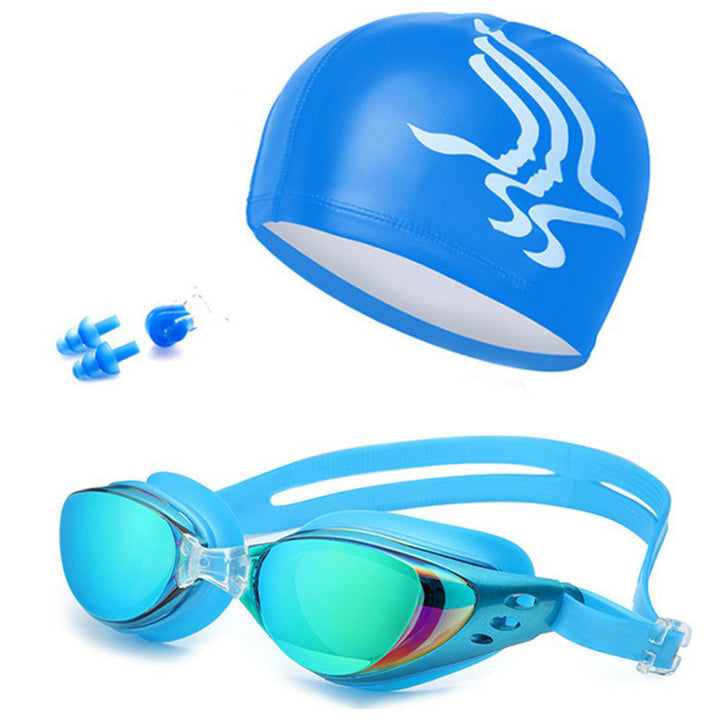 Swim set with hydrodynamic swimming goggles and Bowlift swim cap