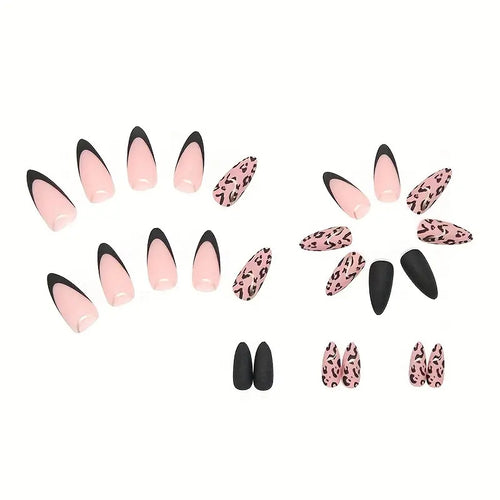 Acrylic nail set with glamorous leopard pattern and elegant accents Bowlift
