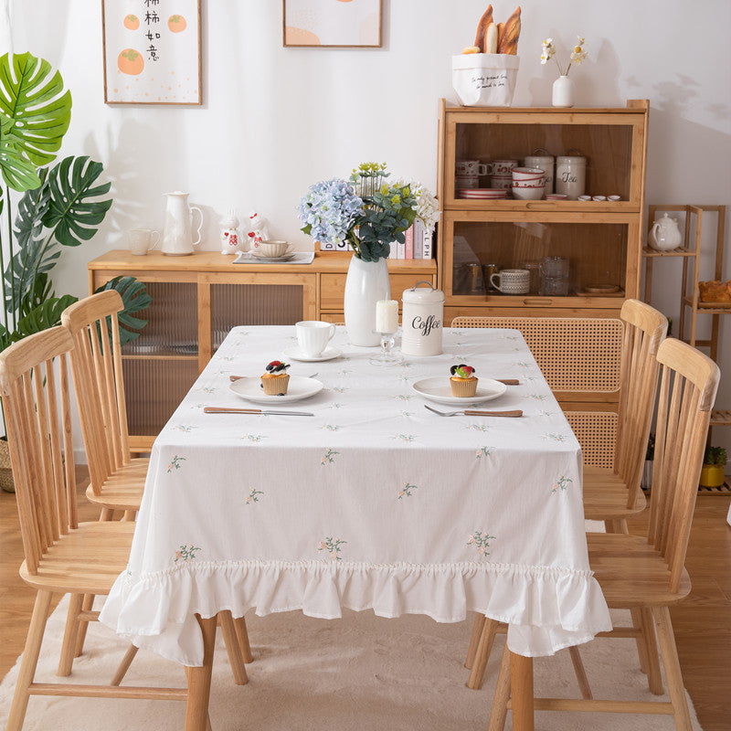 Floral Lace Trim Tablecloth