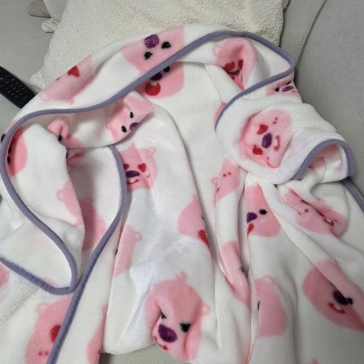 Plush Piggy Face Throw Blanket