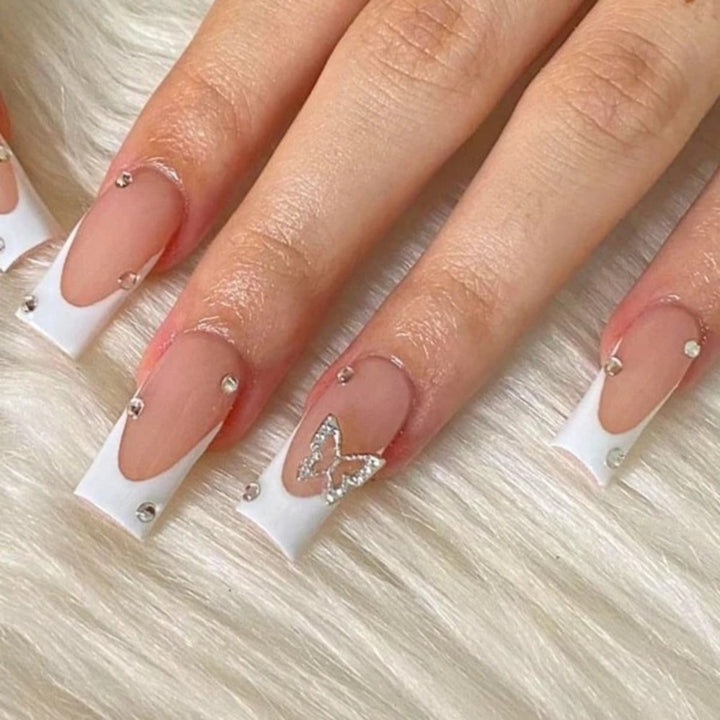 Ornate Butterfly-Inspired Acrylic Nail Extensions Bowlift