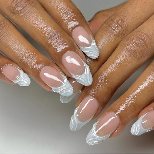 Elegant Nail Extensions with Creative Wave Design Bowlift