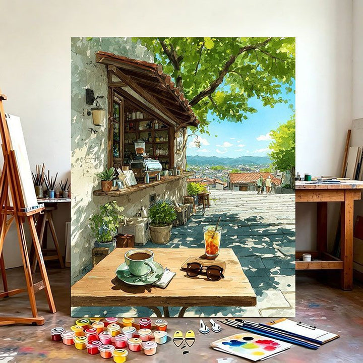 Urban Café Scene Canvas Art Print Bowlift
