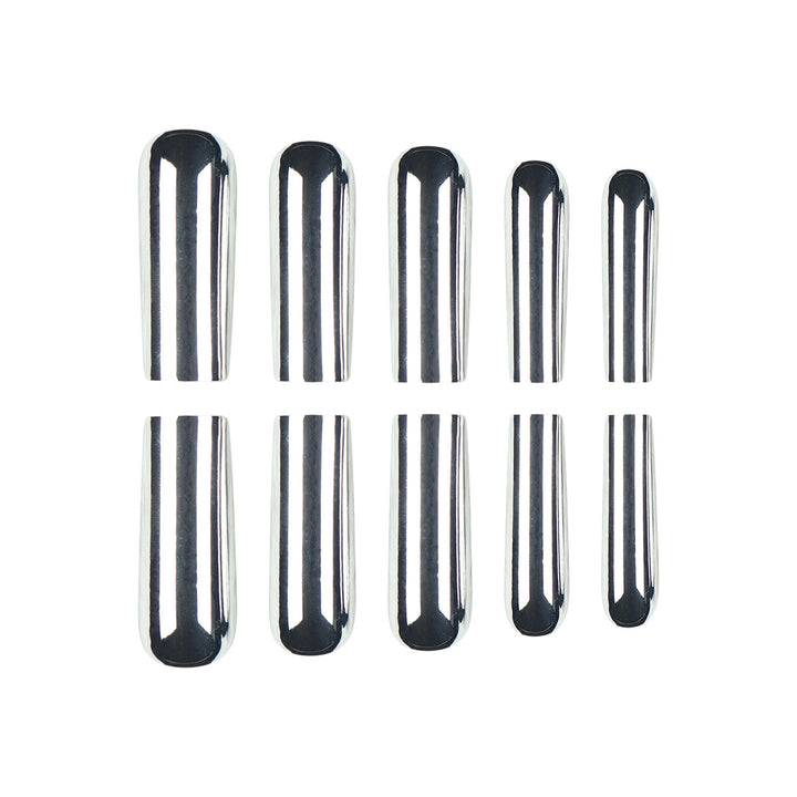 Metallic Finish Long Press-On Nails Bowlift