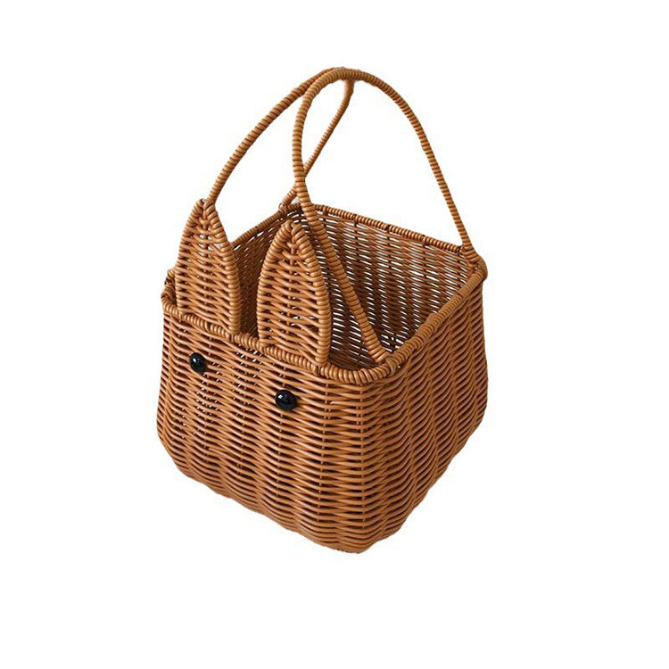 Cute Bunny-Shaped Woven Storage Basket Bowlift
