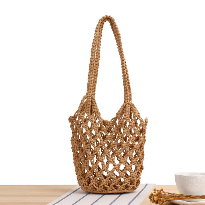 Handbag Made of Hand-Knotted Natural Material with Airy Structure Bowlift