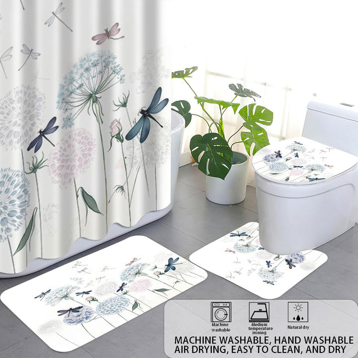 Artistic Dragonfly-Themed Four-Piece Digital Bathroom Set Bowlift