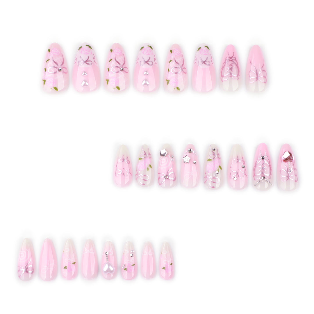 Artful Nail Art with Romantic Rose and Bow Designs Bowlift