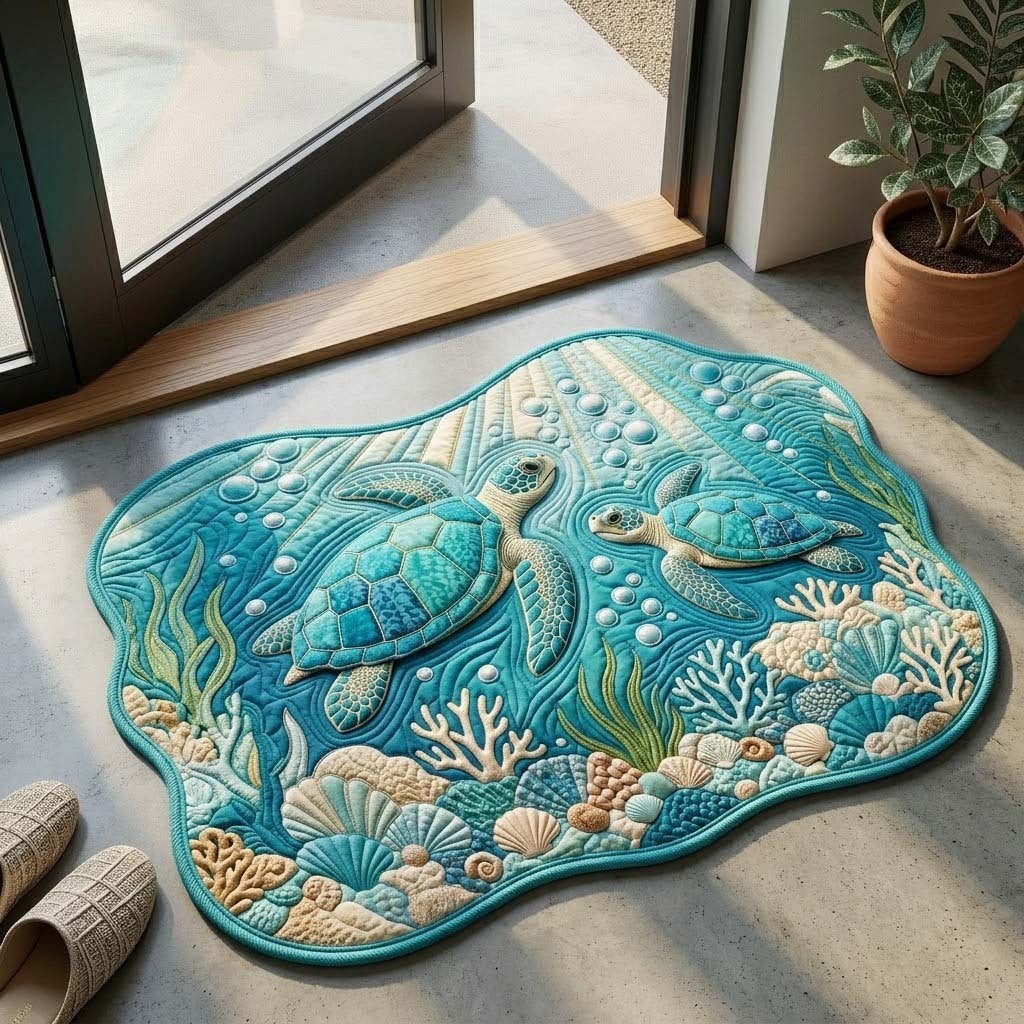 Nautical Sea Turtle Accent Mat Bowlift