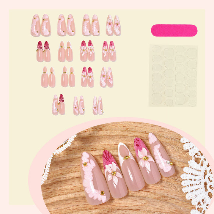 Artificial nail set with floral and elegant design elements Bowlift