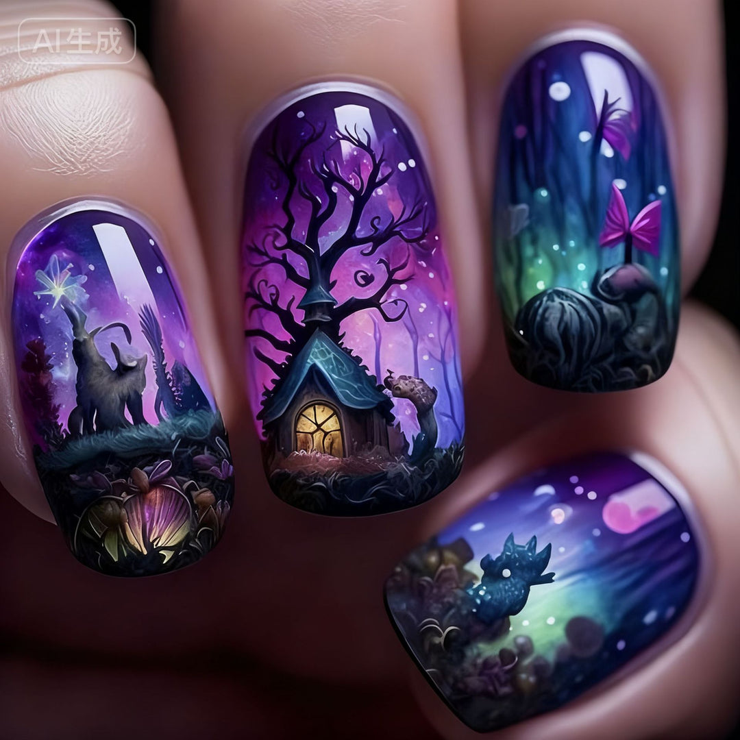 Nail art set with detailed floral designs Bowlift