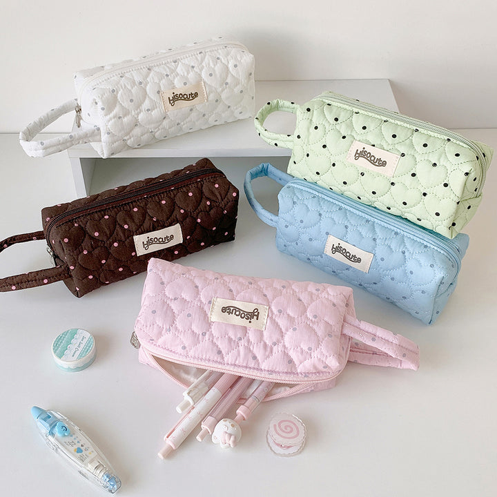 Quilted Heart-Shaped Pencil Case Bowlift