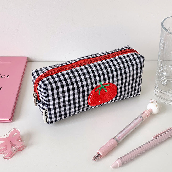 Cute Gingham Checkered Pencil Case Bowlift