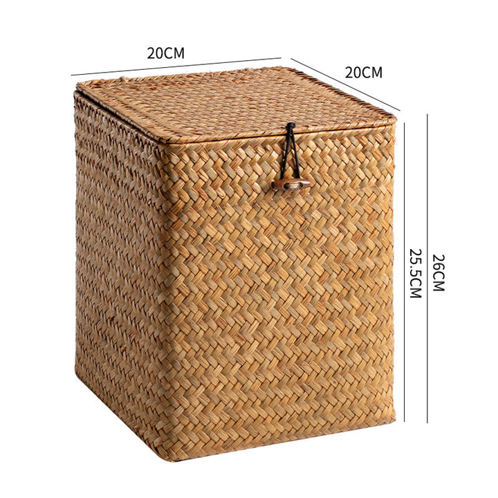Unisex Rectangular Storage Basket with Lid made of Natural Material Bowlift