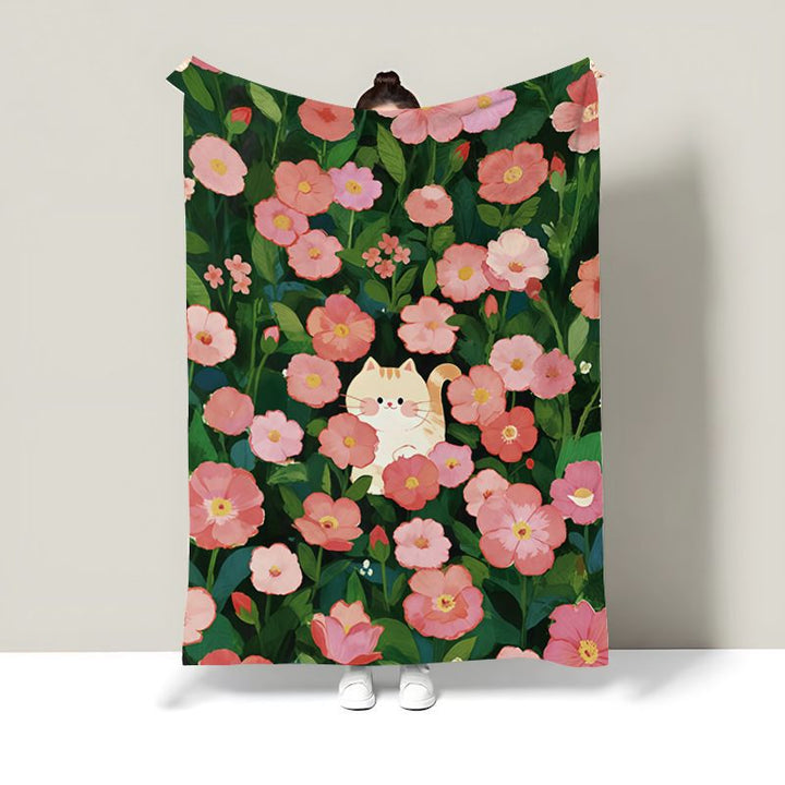 Cute Cat-Themed Fleece Throw Blanket