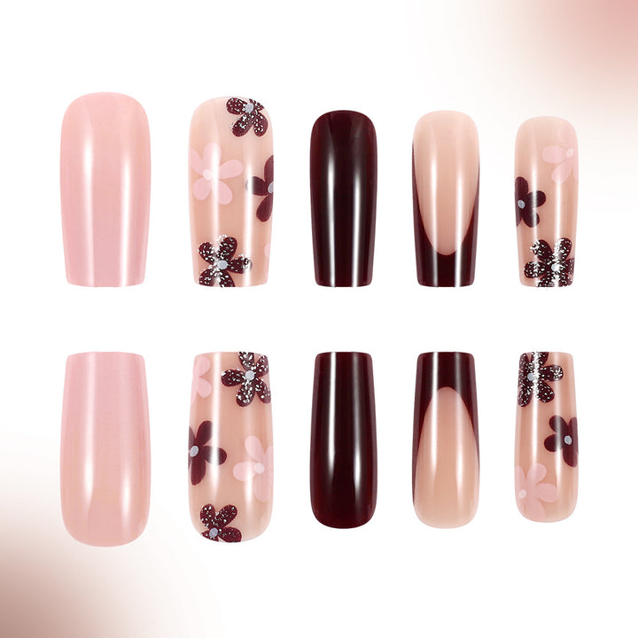 Artistic Floral Gel Nail Set Bowlift