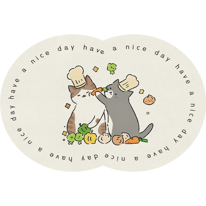 Unisex Cute Cartoon Pet-Themed Mat Bowlift