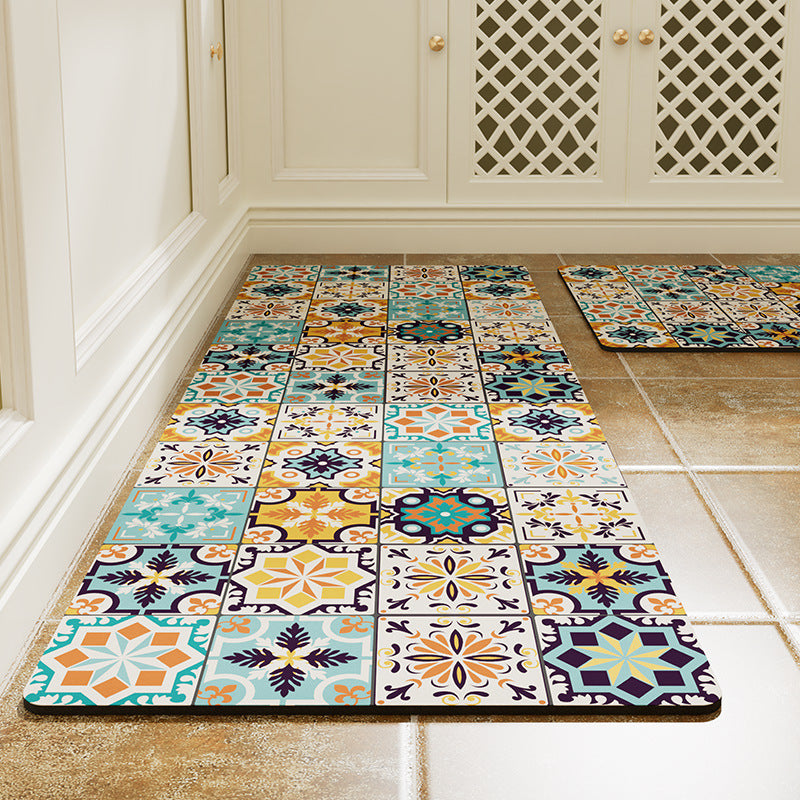 Vintage Tile Design Kitchen Runner Mat Bowlift