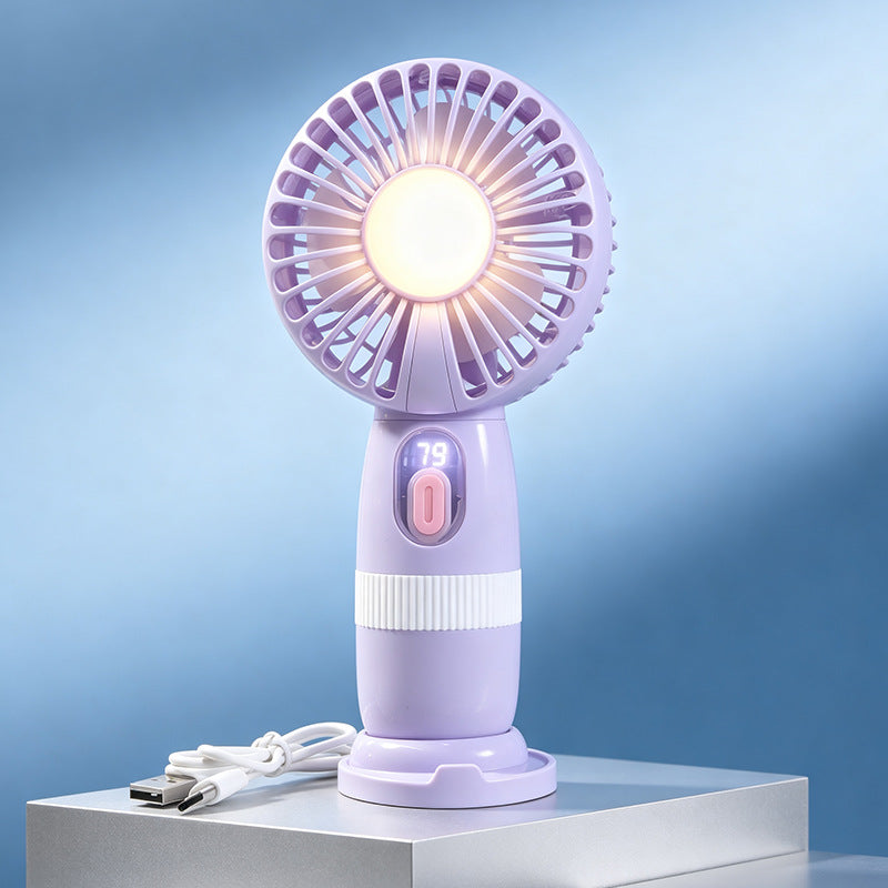 Women's portable mini fan with built-in LED light Bowlift