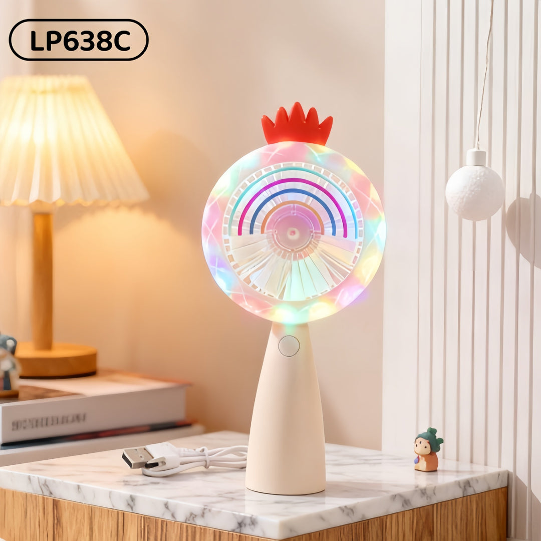 Women's Portable LED Fan with Playful Animal Design Bowlift