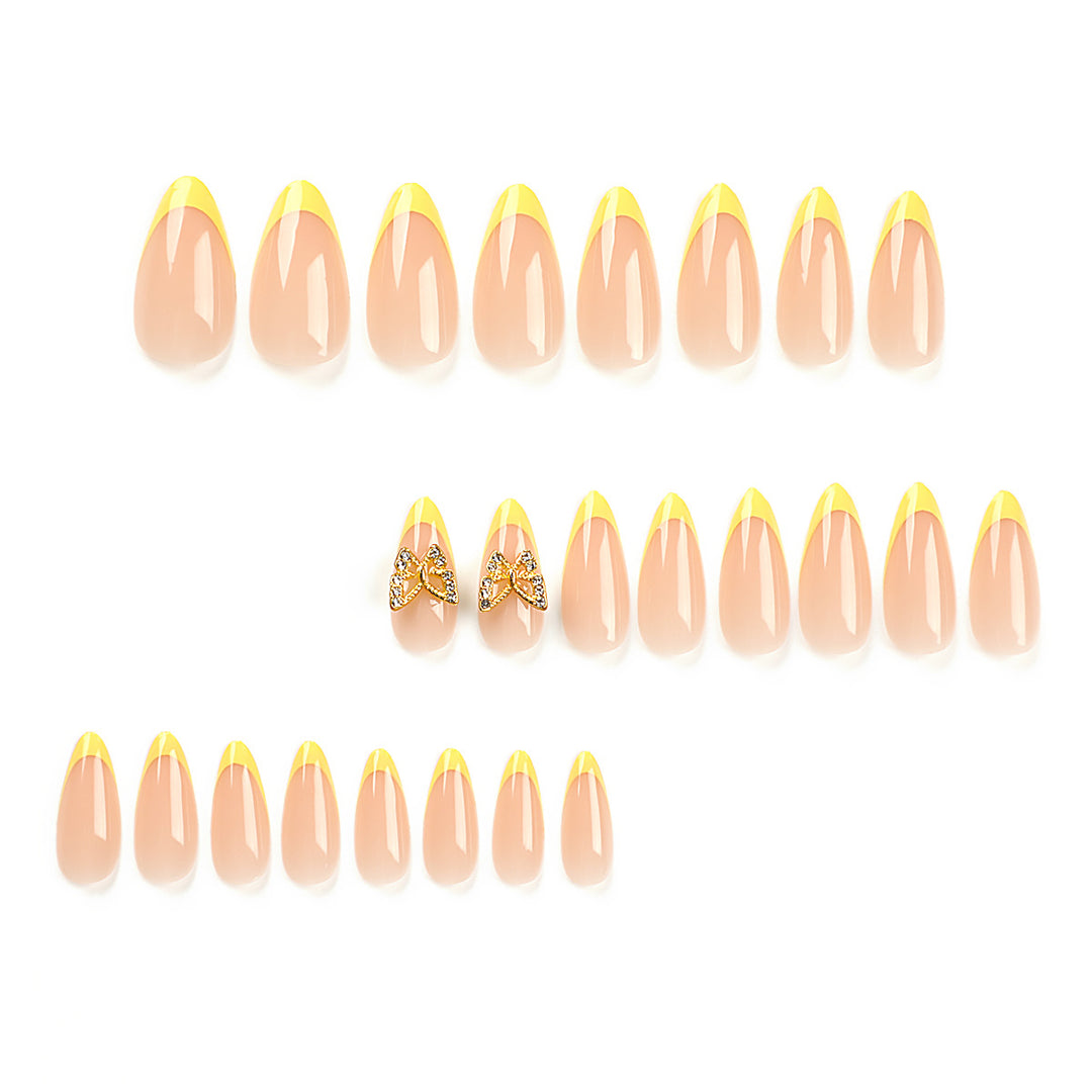 Artful stiletto nails with glamorous butterfly design Bowlift