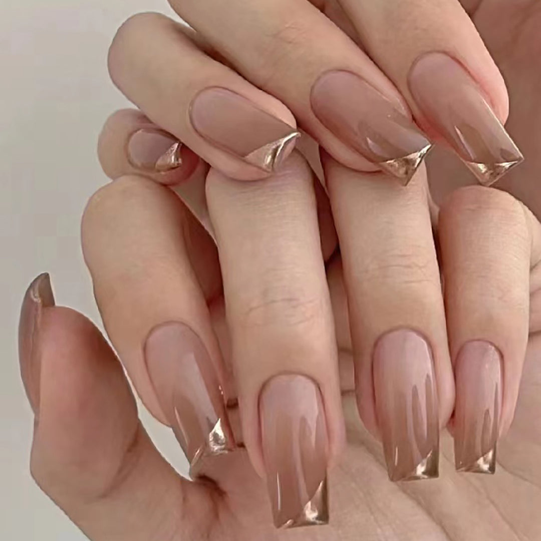 Chic French Tip Acrylic Press-On Nails Bowlift