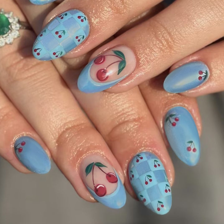 Cherry Blossom-Themed Press-On Nail Art Set Bowlift