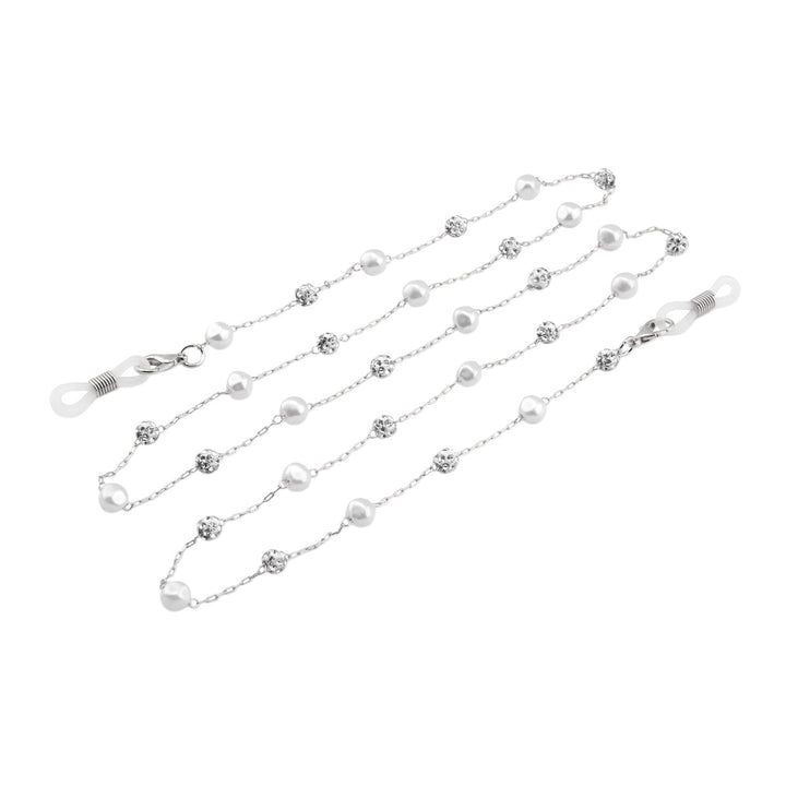 Elegant Crystal and Pearl Eyewear Chain Bowlift