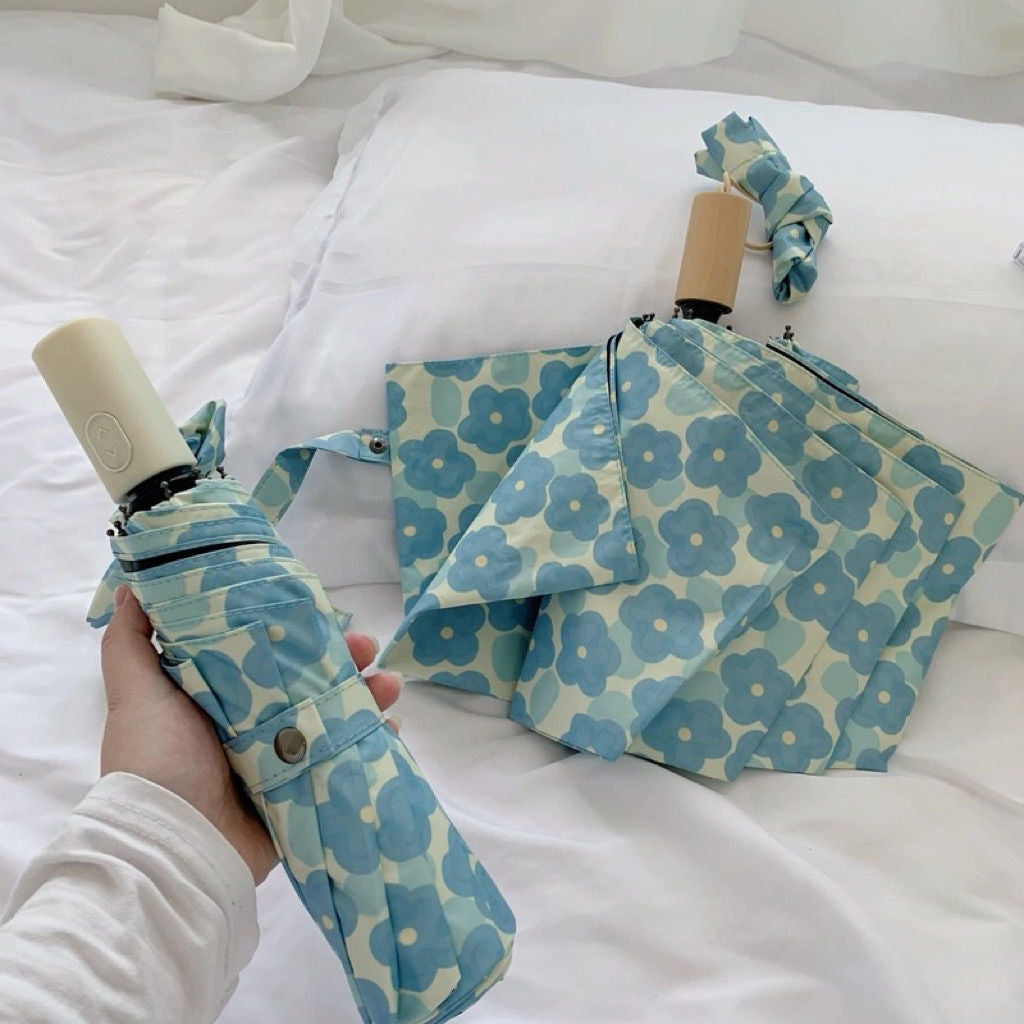 Women Folding Umbrella with Floral Pattern Bowlift
