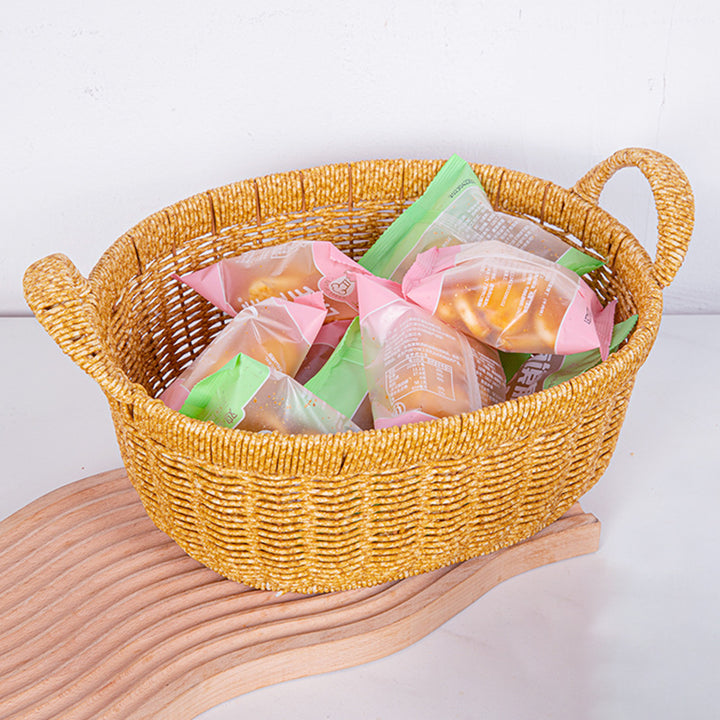 Handwoven Oval Storage Basket Bowlift