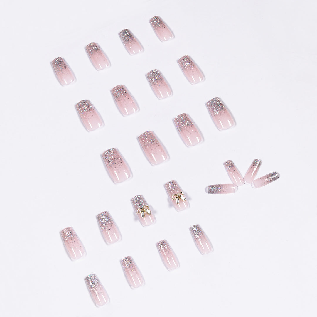 Artful Nail Extensions with Glitter and Decoration Bowlift